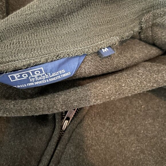 VTG Polo Ralph Lauren Wool Jacket Green Bomber Full Zip USA Men's Size Medium - Picture 8 of 10